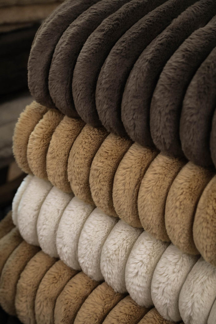 PTMD Hadi Brown Ribbed Fake Fur Plaid Large