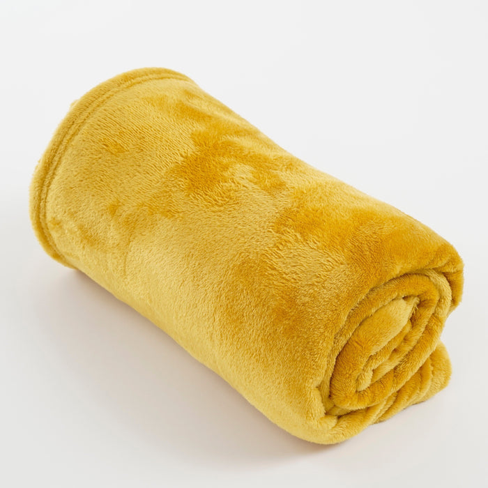 Mica Decorations Famke Fleece Plaid - 180 x 130 cm - Geel
