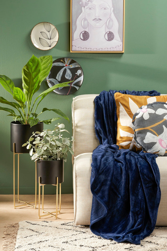 Mica Decorations Famke Fleece Plaid - 180 x 130 cm - Donkerblauw