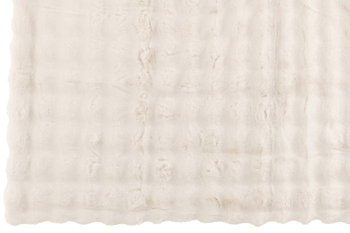 J-line - Plaid Wave Polyester Wit - 180x130x2cm