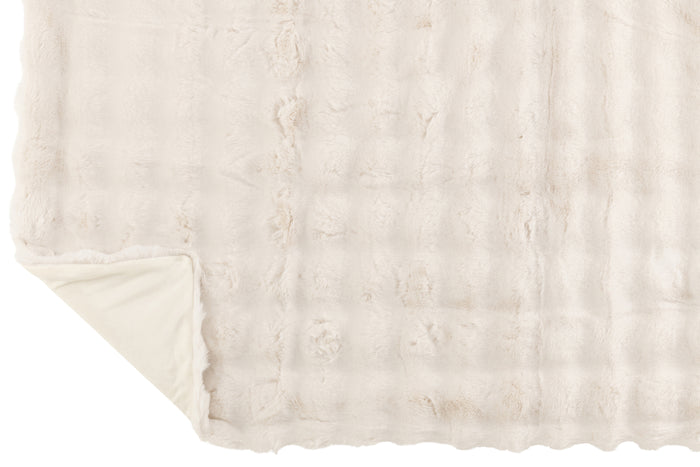 J-line - Plaid Wave Polyester Wit - 180x130x2cm