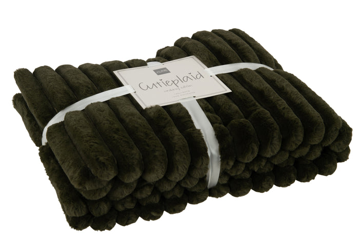 J-line - Plaid Corduroy Polyester Groen - 180x130x3cm