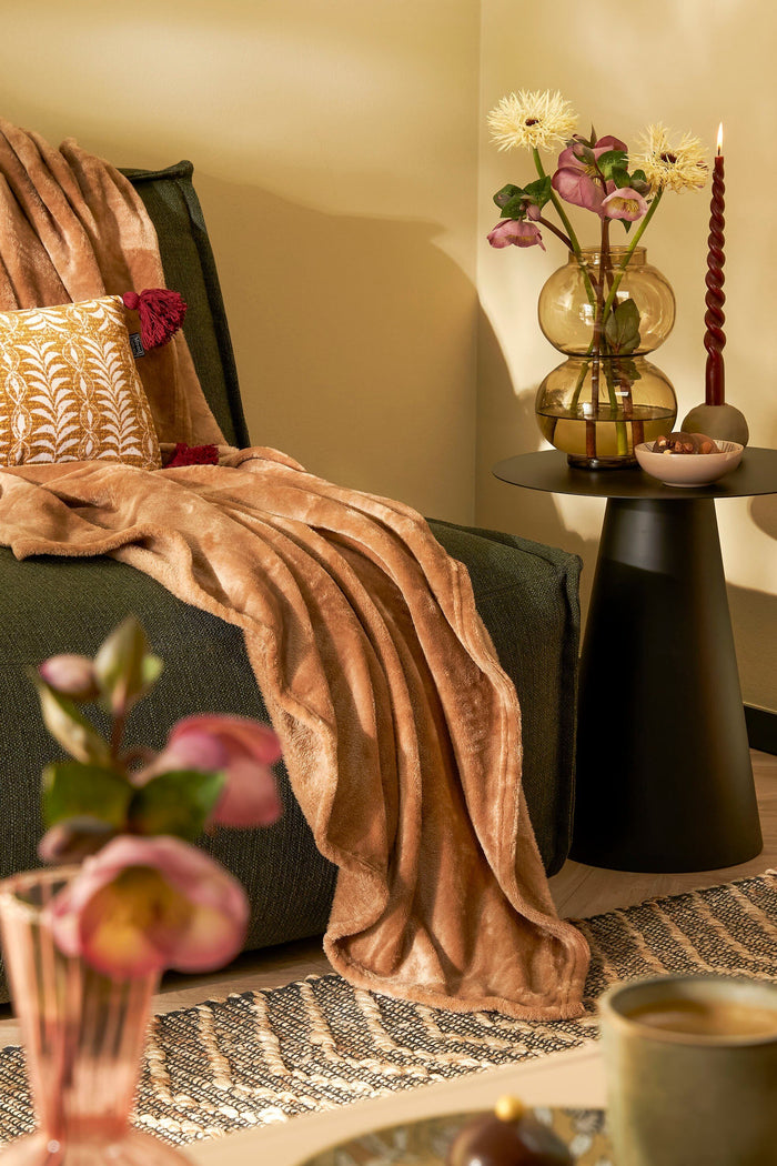 Mica Decorations Famke Fleece Plaid - 180 x 130 cm - Lichtbruin