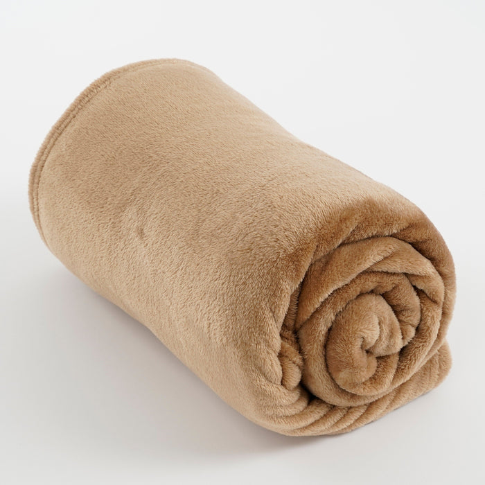 Mica Decorations Famke Fleece Plaid - 180 x 130 cm - Lichtbruin