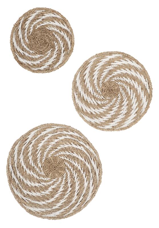 MUST Living Wall panel Whirl WHITE, set of 3,Ø41x11 cm | Ø51x13 cm...