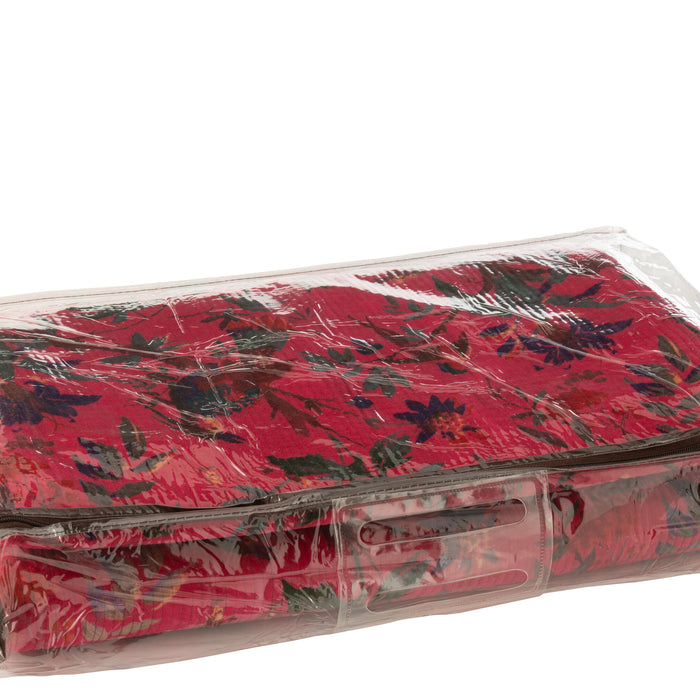 J-Line deken Vogels|Bloemen - katoen|fluweel - roze