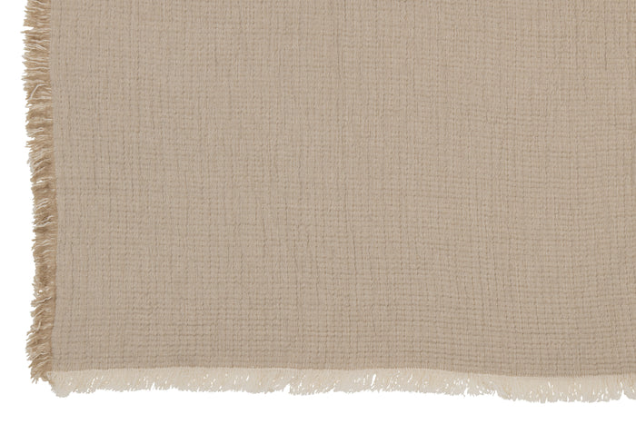J-line - Plaid Franjes Katoen Mousseline Donker Beige - 130x180x1cm