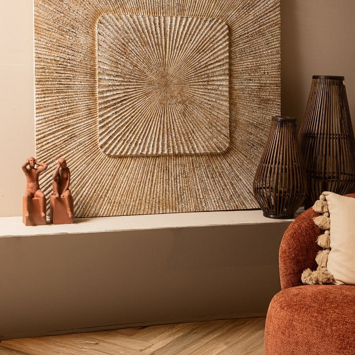 PTMD Dishita Cream Square Mdf  Wall Panel Ribbed Large