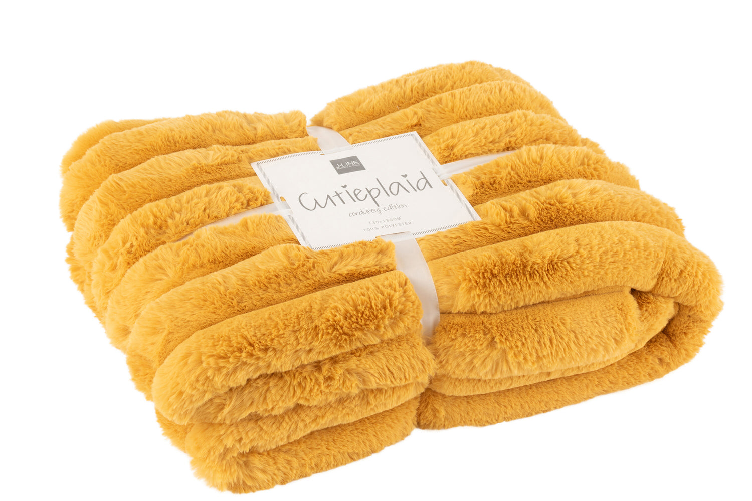 J-line - Plaid Large Corduroy Polyester Oker - 180x130x2cm