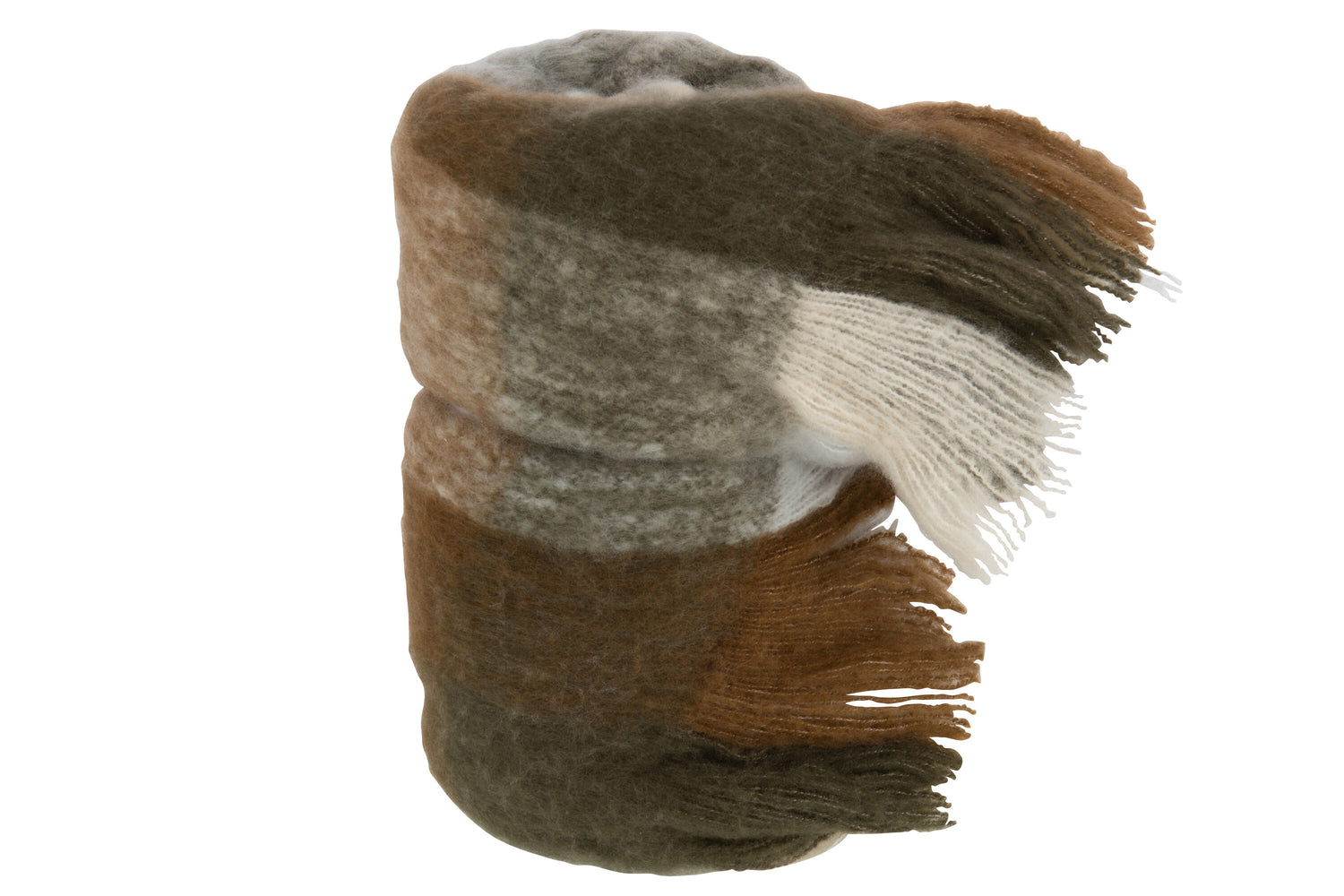 J-line - Plaid Geruit Polyester Bruin|beige - 180x130x2cm