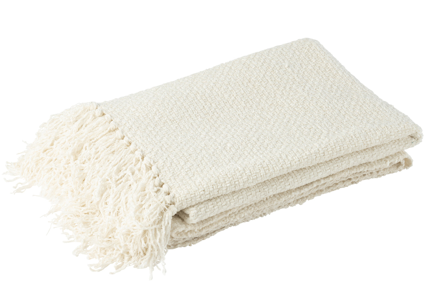 J-line - Plaid Gewoven+franjes Viscose Wit - 180x130x1cm