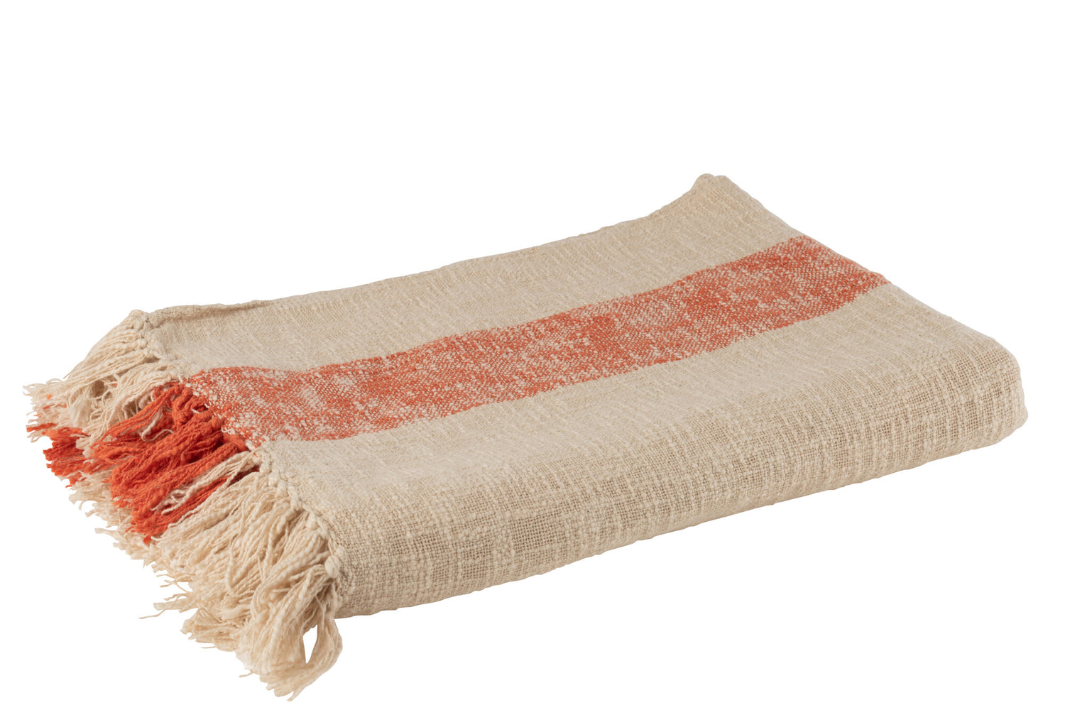 J-line - Plaid Emma Katoen Oranje - 210x140x1cm