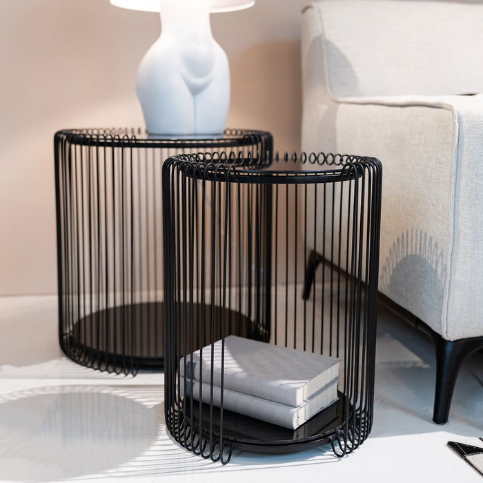 Bijzettafel Wire Double zwart (2|Set) Kare Design