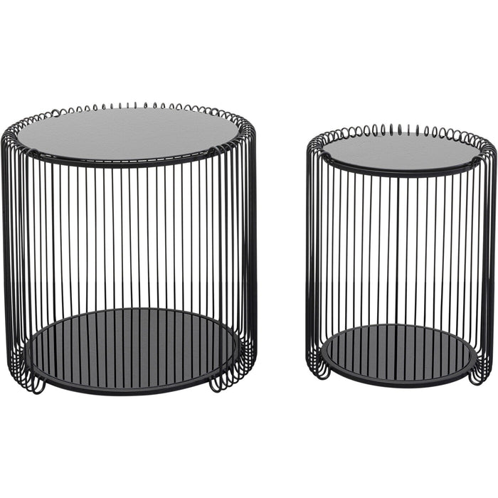 Bijzettafel Wire Double zwart (2|Set) Kare Design