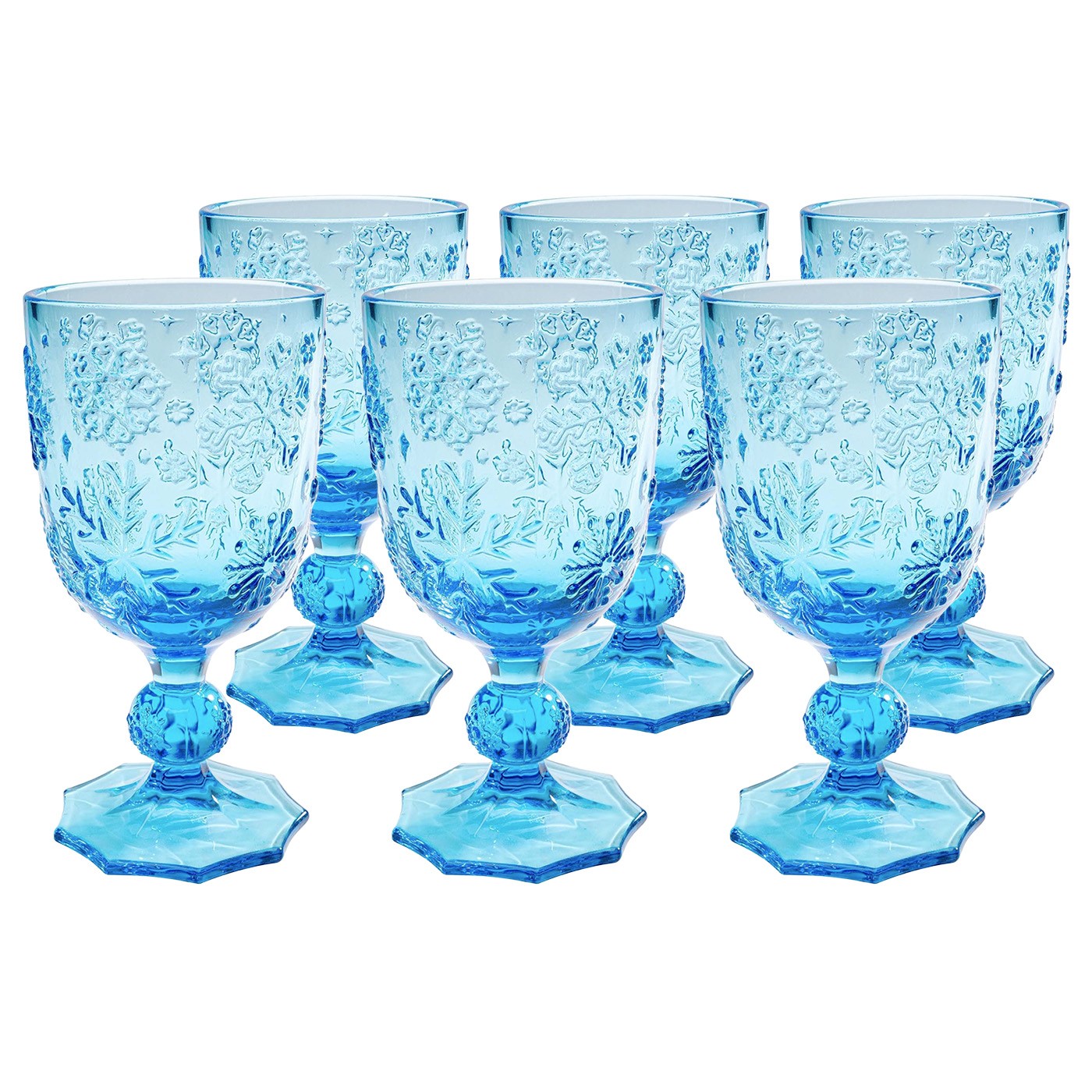 Kare Design Ice Flowers Wijinglazen blauw 6st