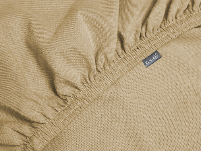 Eleganzzz Hoeslaken Jersey Katoen Stretch 35cm Hoge Hoek - zand