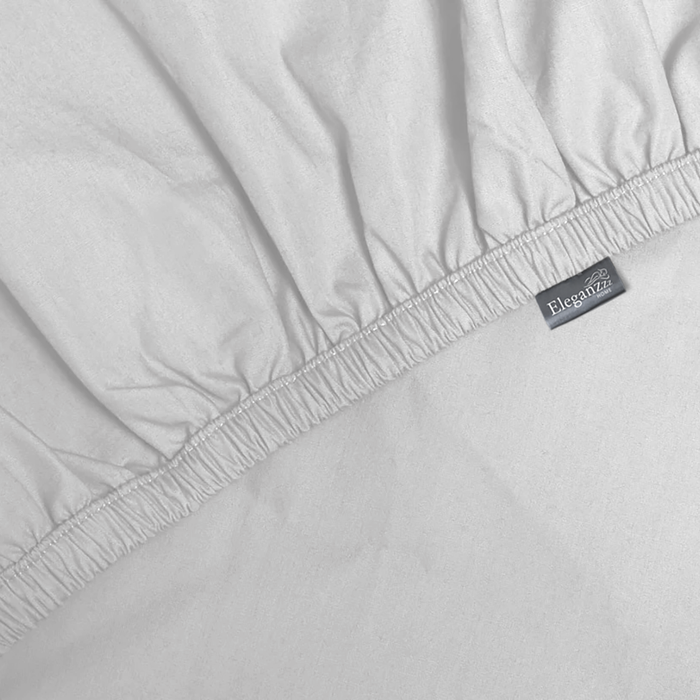Eleganzzz Hoeslaken Katoen Perkal 35cm Hoekhoogte - licht grijs