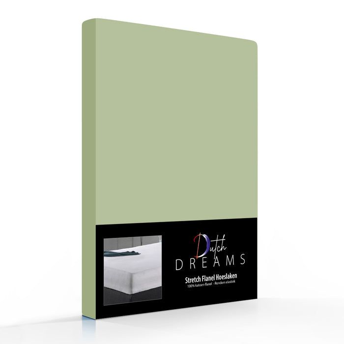 Dutch Dreams Hoeslaken Flanel Stretch 25cm Hoge Hoek Set van 2 - groen