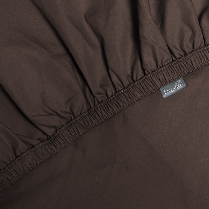 Eleganzzz Hoeslaken Katoen Perkal 35cm Hoekhoogte - bruin