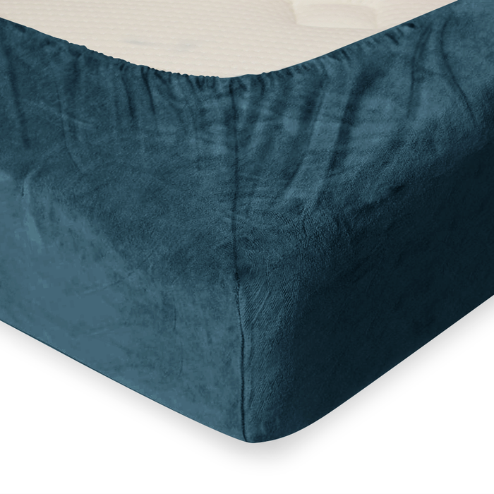 Eleganzzz Hoeslaken Flanel Fleece 35cm Hoekhoogte - steel blue