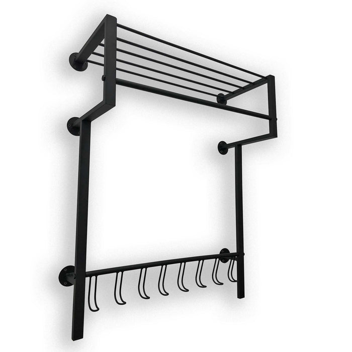 Ylumen Kapstok met 8 haken 70 cm breed - 90 cm hoog Zwart