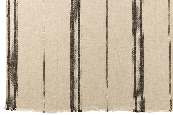 J-line - Jete De Lit Lignes Lin Beige - 176x130x1cm