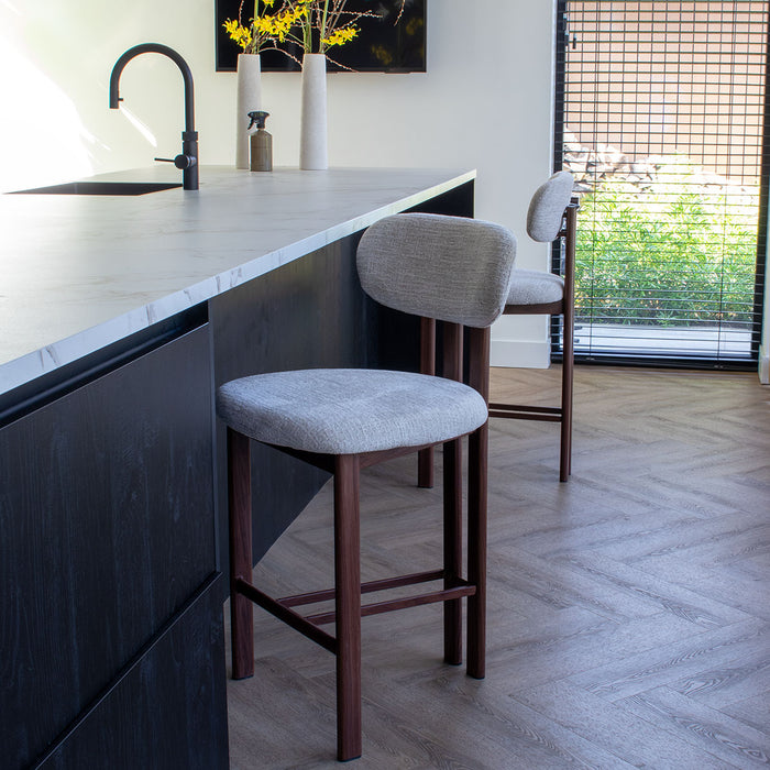 Giga Meubel - Barkruk Walnoot|Beige - Noor - Set van 2