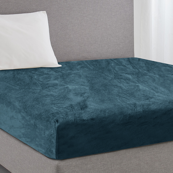 Eleganzzz Hoeslaken Flanel Fleece 35cm Hoekhoogte - steel blue