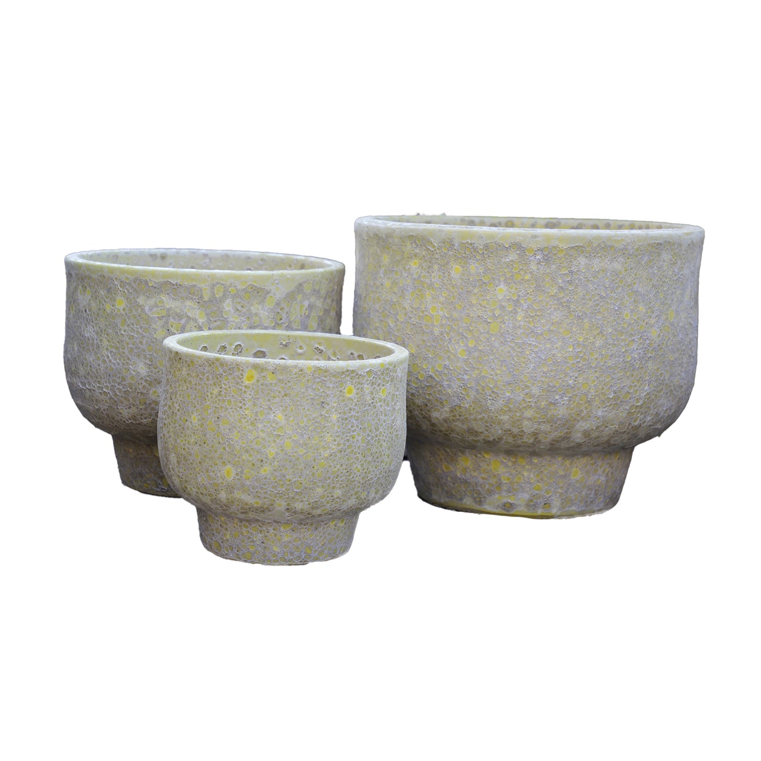 PTMD Sanish Yellow Glazed Ceramic Pot Rough On Foot SV3