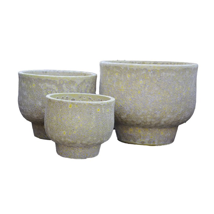 PTMD Sanish Yellow Glazed Ceramic Pot Rough On Foot SV3