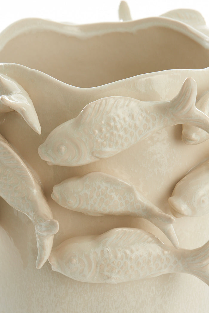 Light & Living - Vaas FISH - 29x28x36.5cm - Wit