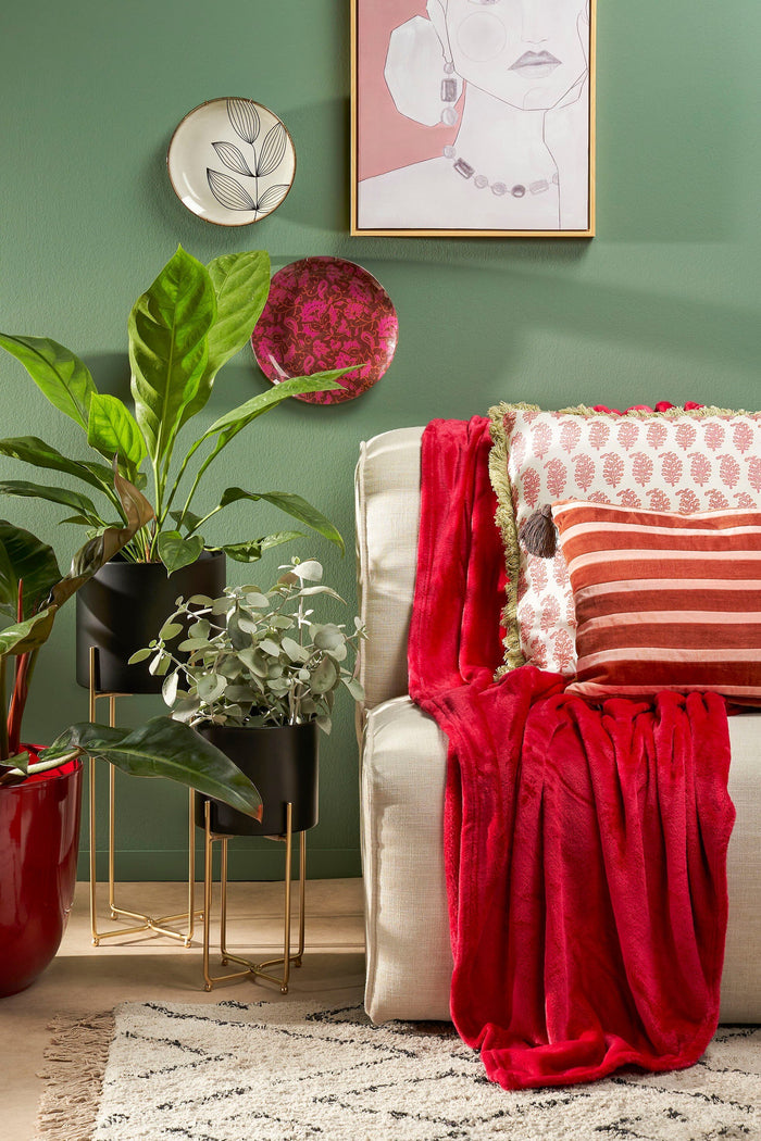 Mica Decorations Famke Fleece Plaid - 180 x 130 cm - Rood