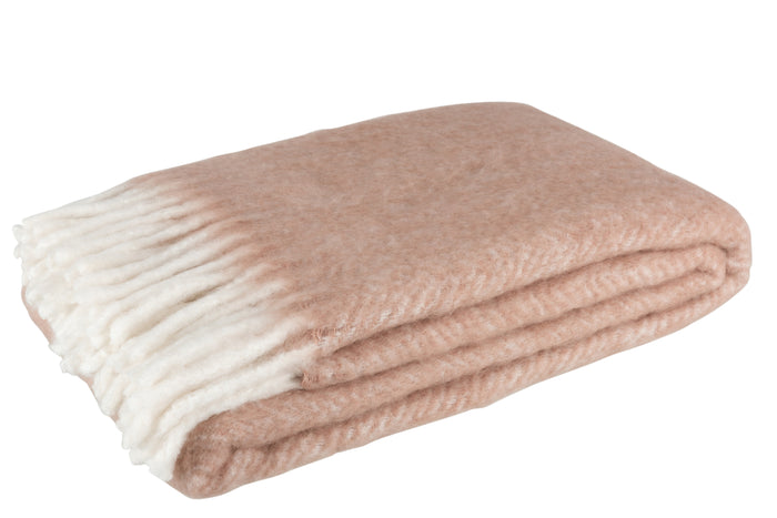 J-line - Plaid Alpha Acryl|wol Roze|wit - 190x136x0.5cm