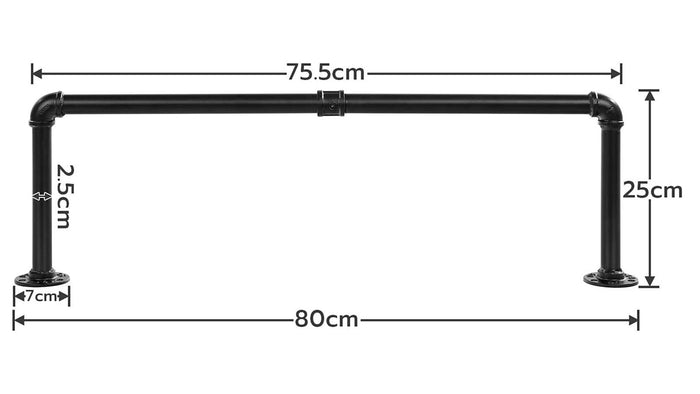 Ylumen Kapstok 2x stang Mitchell L 75 cm zwart
