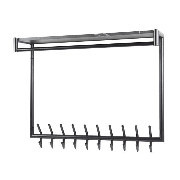 Hoyz Collection - Kapstok 20 Haaks Roede-hoedenplank  - 3D Zwart Bruin