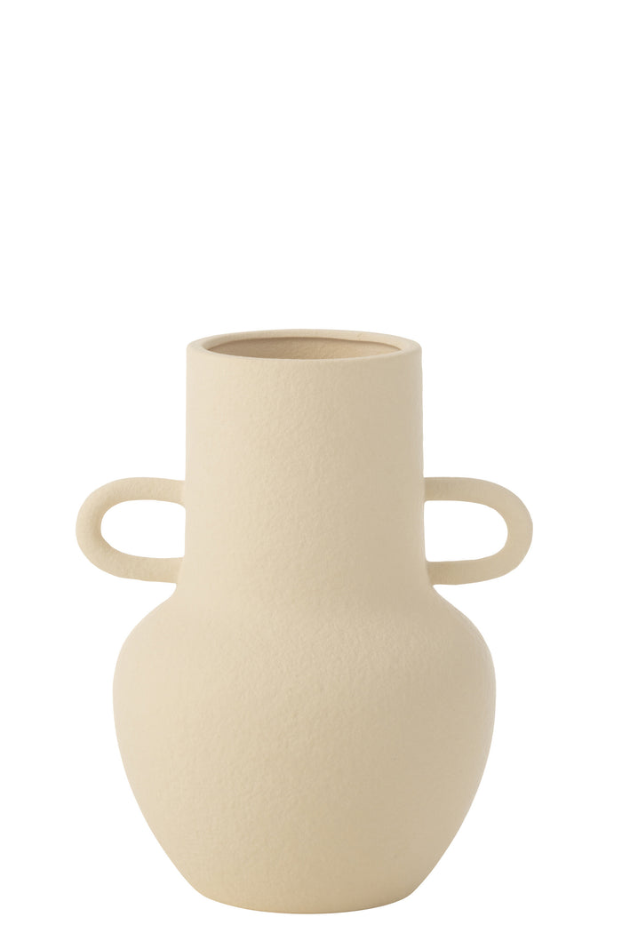 J-Line vaas Kruik 2 handvat - aardewerk - beige - small - 24