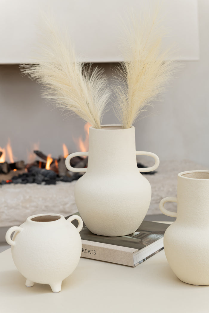 J-Line vaas Kruik 2 handvat - aardewerk - beige - small - 24