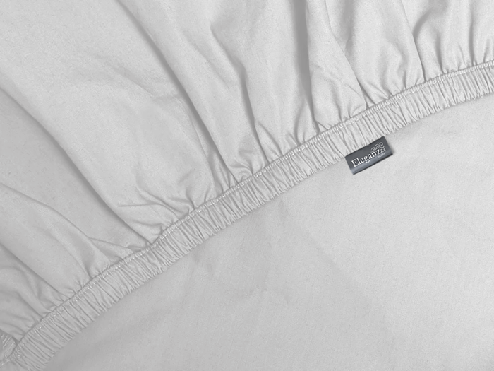 Eleganzzz Hoeslaken Katoen Perkal 35cm Hoekhoogte - licht grijs
