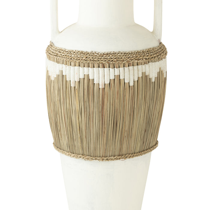 J-Line vaas + Handvaten Motief - terracotta|gras - wit|naturel - 100 cm hoog
