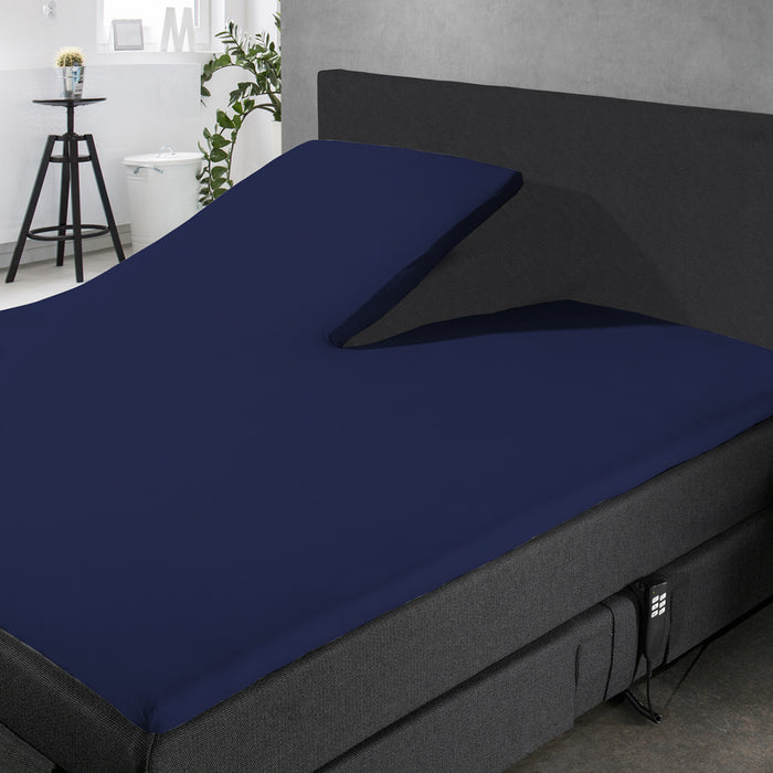 Eleganzzz Splittopper Hoeslaken Jersey Katoen Stretch - donker blauw