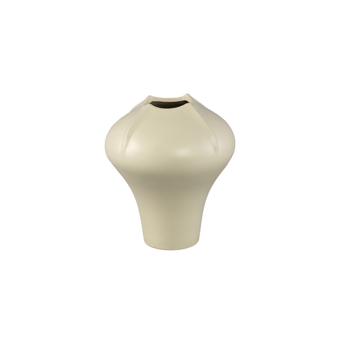 PTMD Ginos Cream Matt Ceramic Organic Bulb Vase S