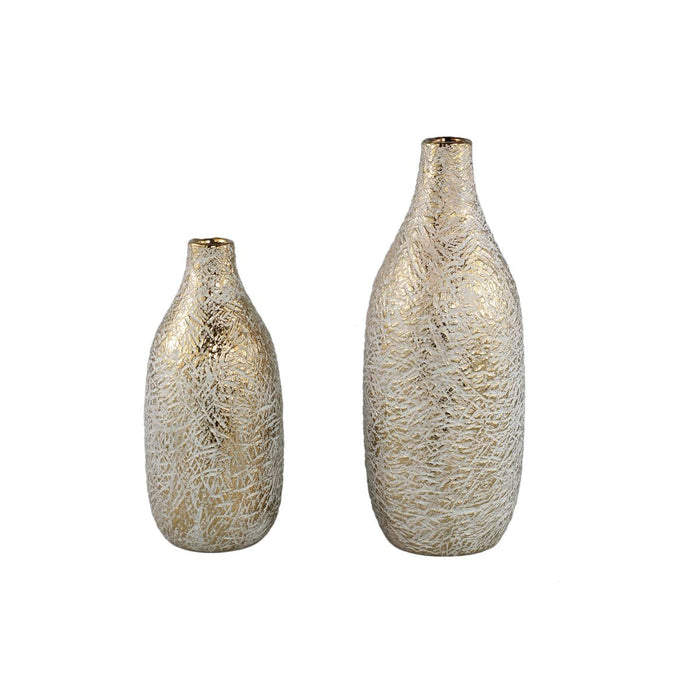 PTMD Fles Sunia - 15x15x39 cm - Keramiek - Goud