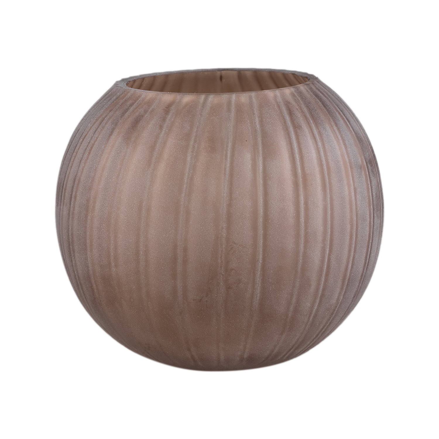 PTMD Levente Sand Carved Glass Bowl Shaped Vase Ribbed