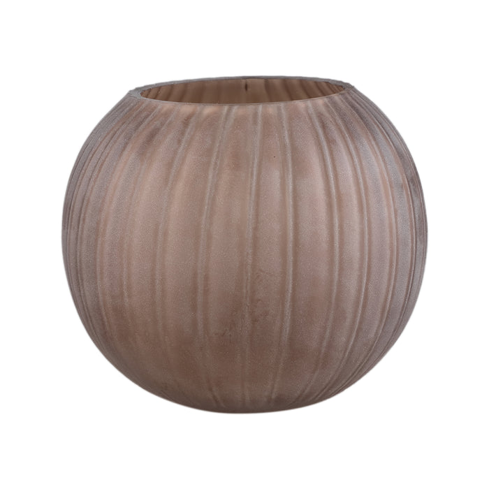 PTMD Levente Sand Carved Glass Bowl Shaped Vase Ribbed