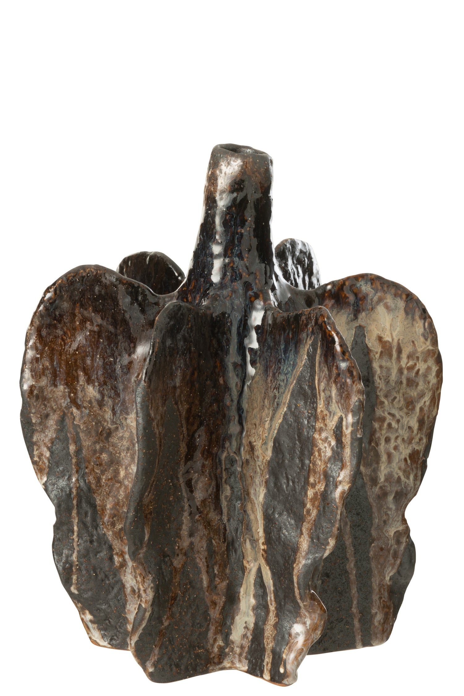 J-Line vaas Naga - keramiek - bruin|zwart - large - Ø 22.5 c