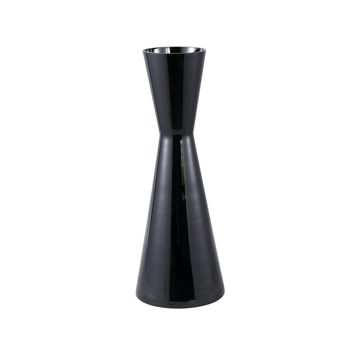 PTMD Corena Black Glass Vase Solid Black Double Cone L
