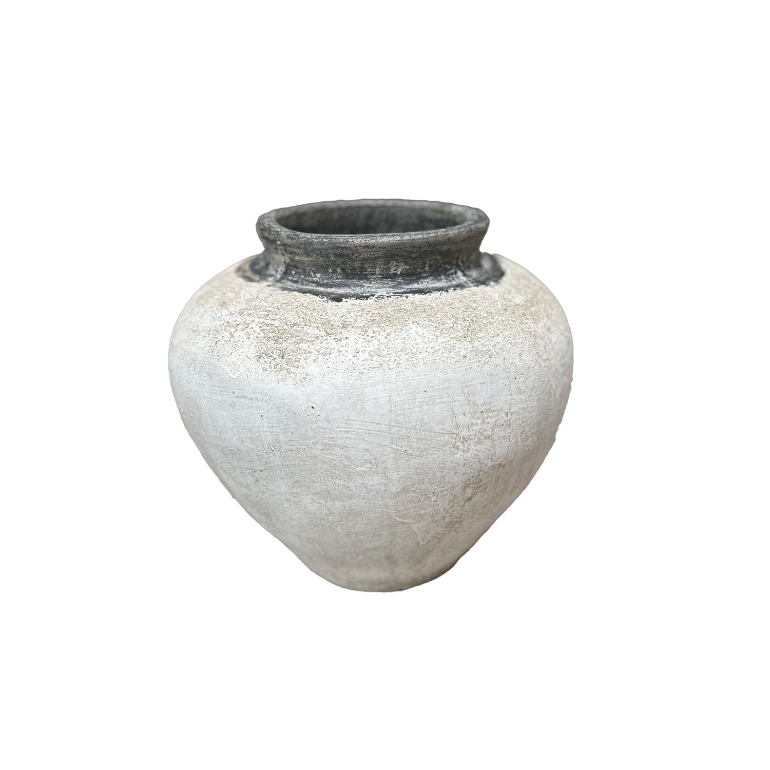 PTMD Jinsu White Round GRC Jar Pot W Dark Border S