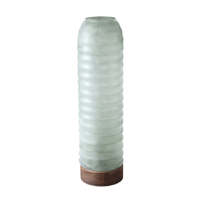 PTMD Yana Green Matte Ribbed Glass Vase Round High L