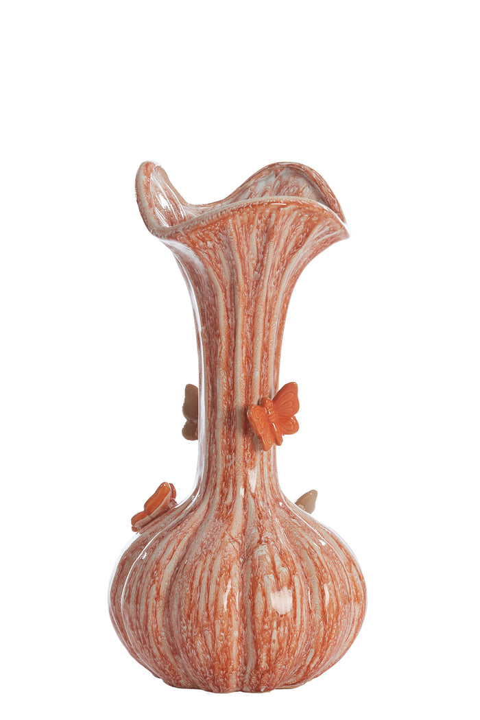 Light & Living - Vaas BUTTERFLY - Ø23x44cm - Oranje