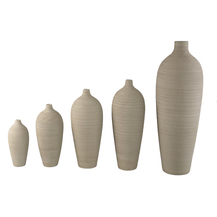 PTMD Cavinn Beige Matt Ceramic Bottle Vase L